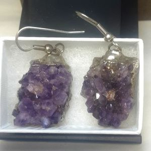 Purple amethyst stone earrings